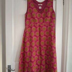 Ladies WHITE STUFF Pink Linen Dress with pockets